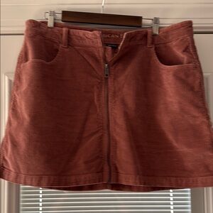 Corduroy Zip-Front Skirt in Mauve